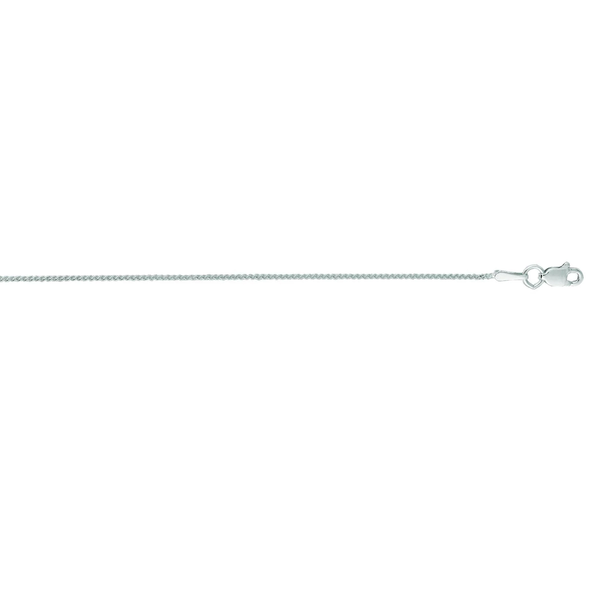 14 Karat White Gold 18 Inch Long 1.0mm Round Wheat Chain