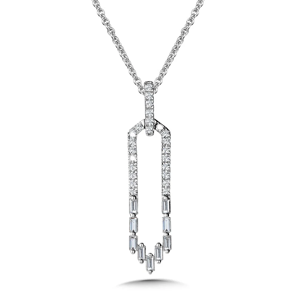 14 Karat White Gold Diamond Geometric Necklace - Image 2