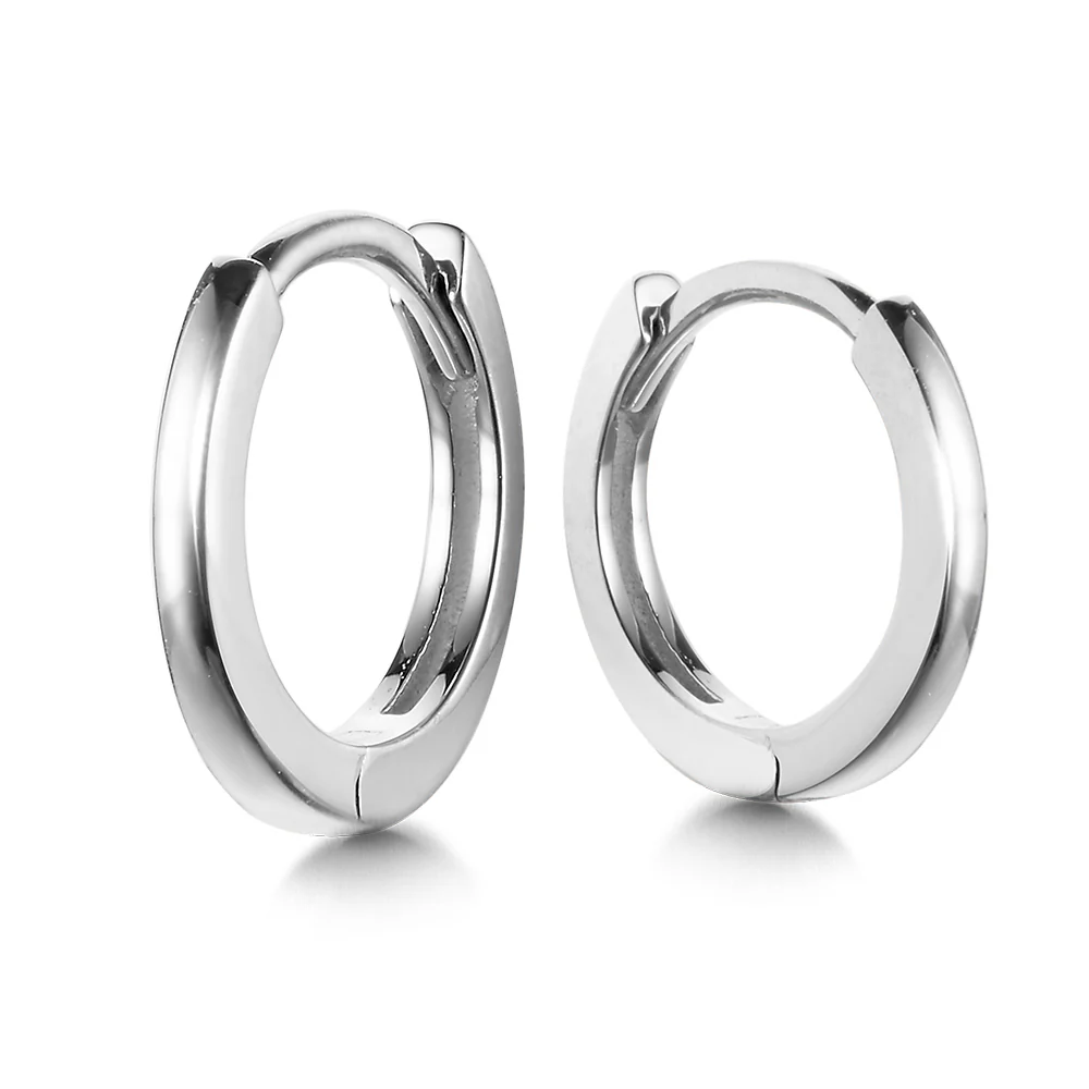 14 Karat White Gold Polished Huggie Earrings - Image 2