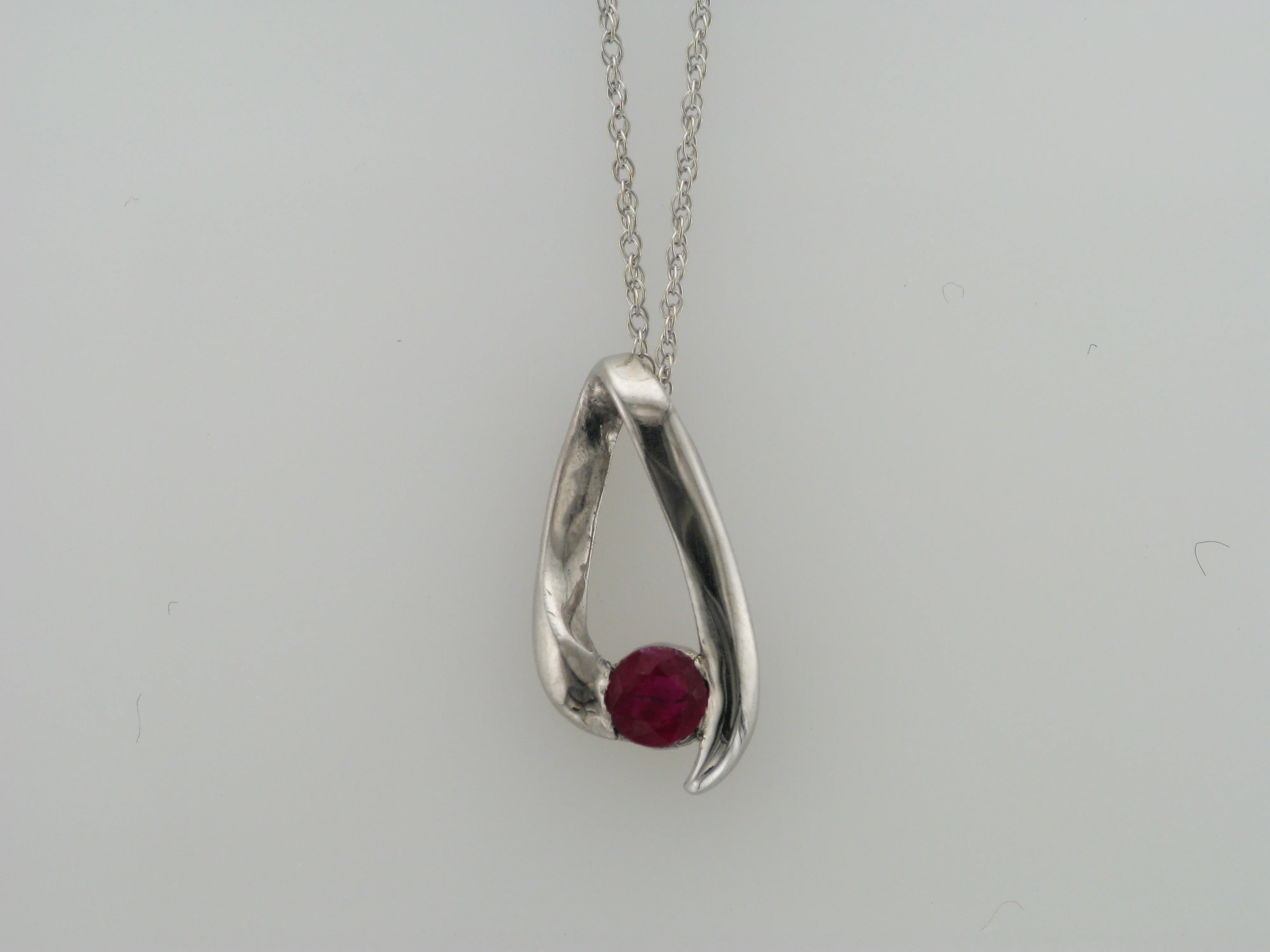 14 Karat White Gold Ruby Pendant