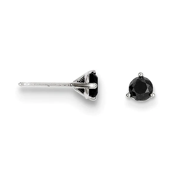 3/4 Carat Total Weight Black Diamond Stud Earrings Set In 14 Karat White Gold