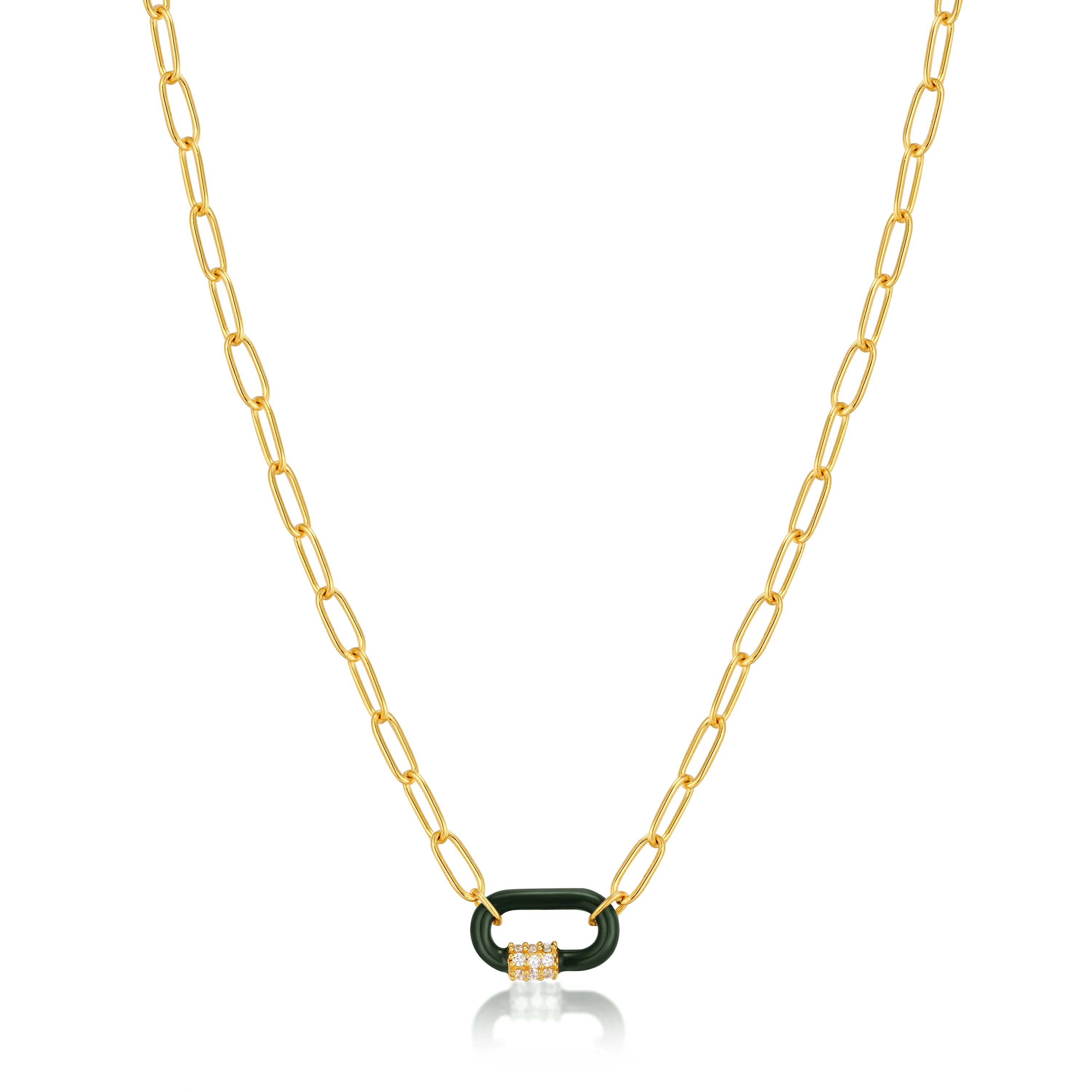 Ania Haie Forest Green Enamel Carabiner Necklace