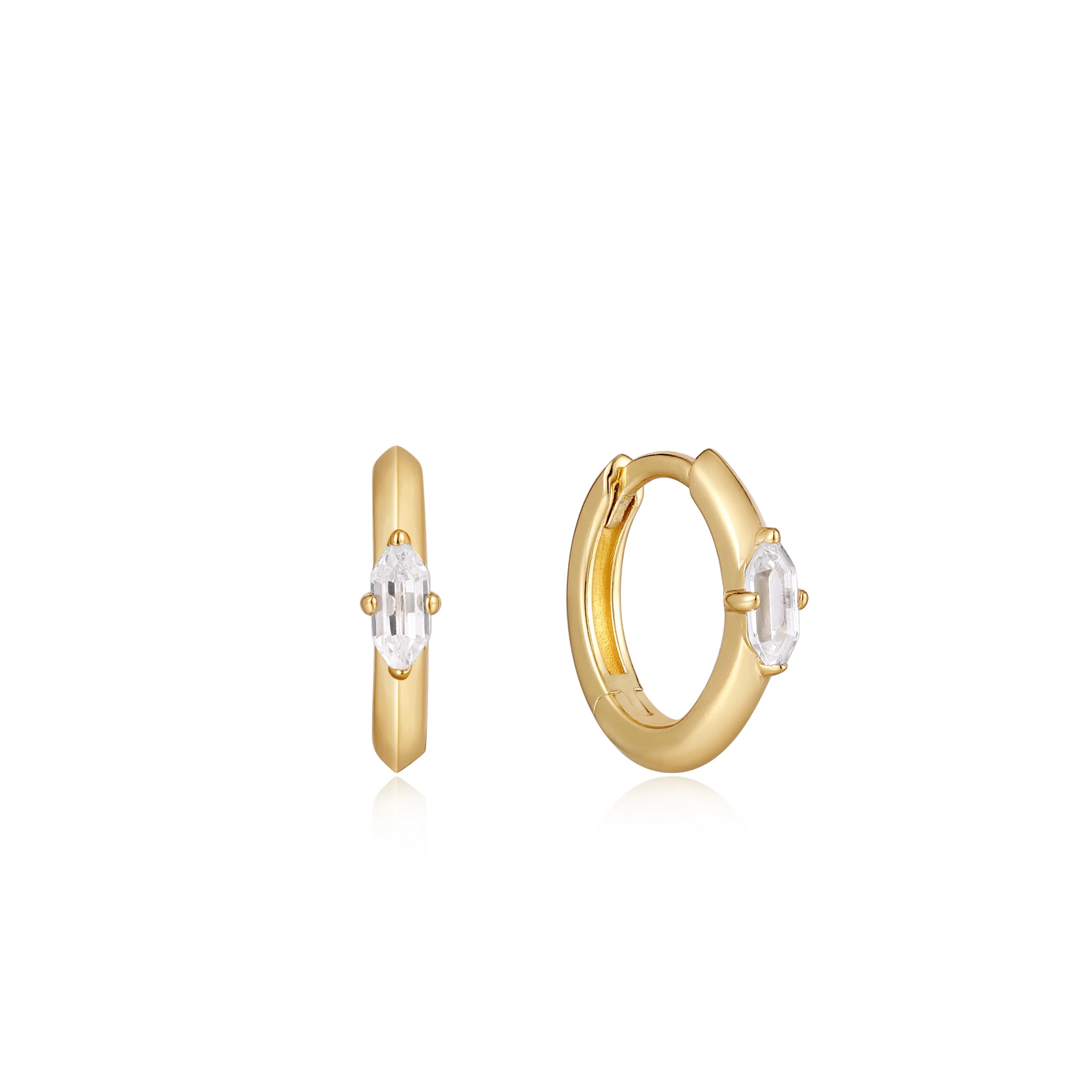 Ania Haie Gold Sparkle Emblem Huggie Hoop Earrings