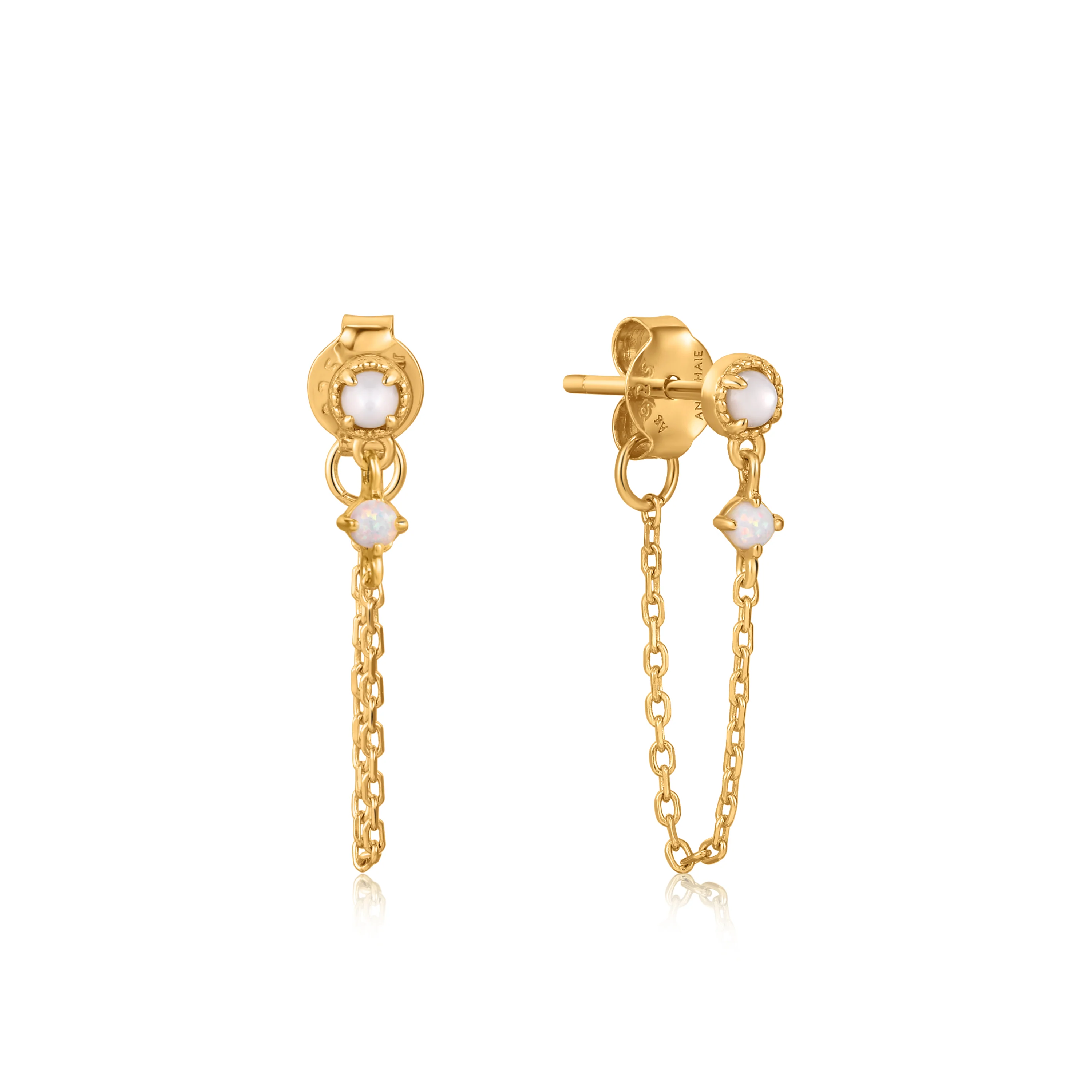 Ania Haie Mother of Pearl and Kyoto Opal Chain Drop Stud Earrings