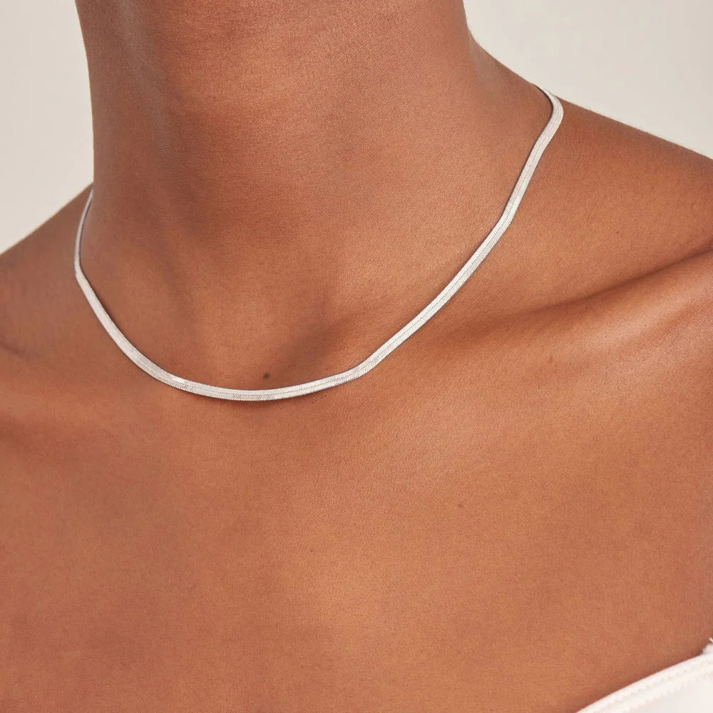 Ania Haie Sterling Silver Flat Snake Necklace - Image 2