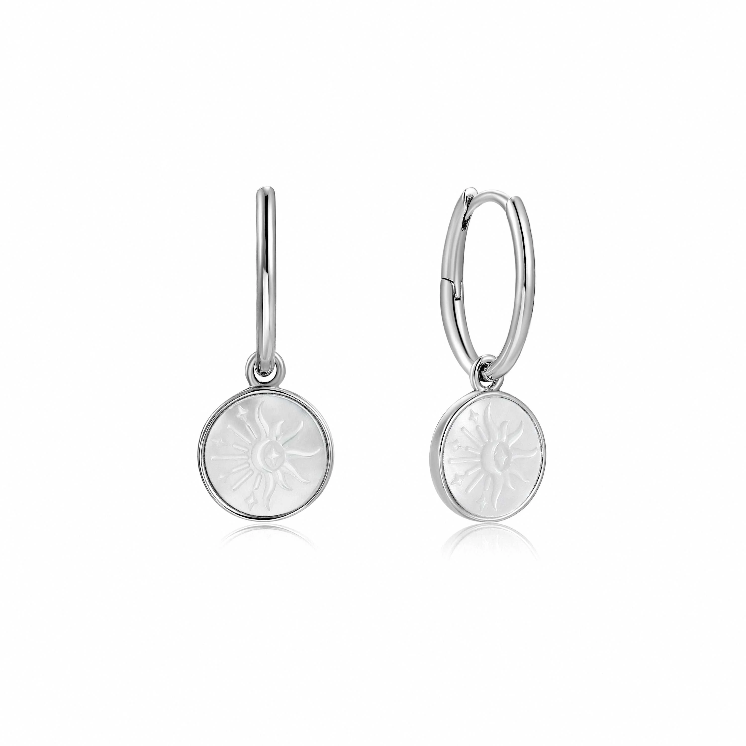 Ania Haie Sunbeam Emblem Silver Huggie Hoop Earrings