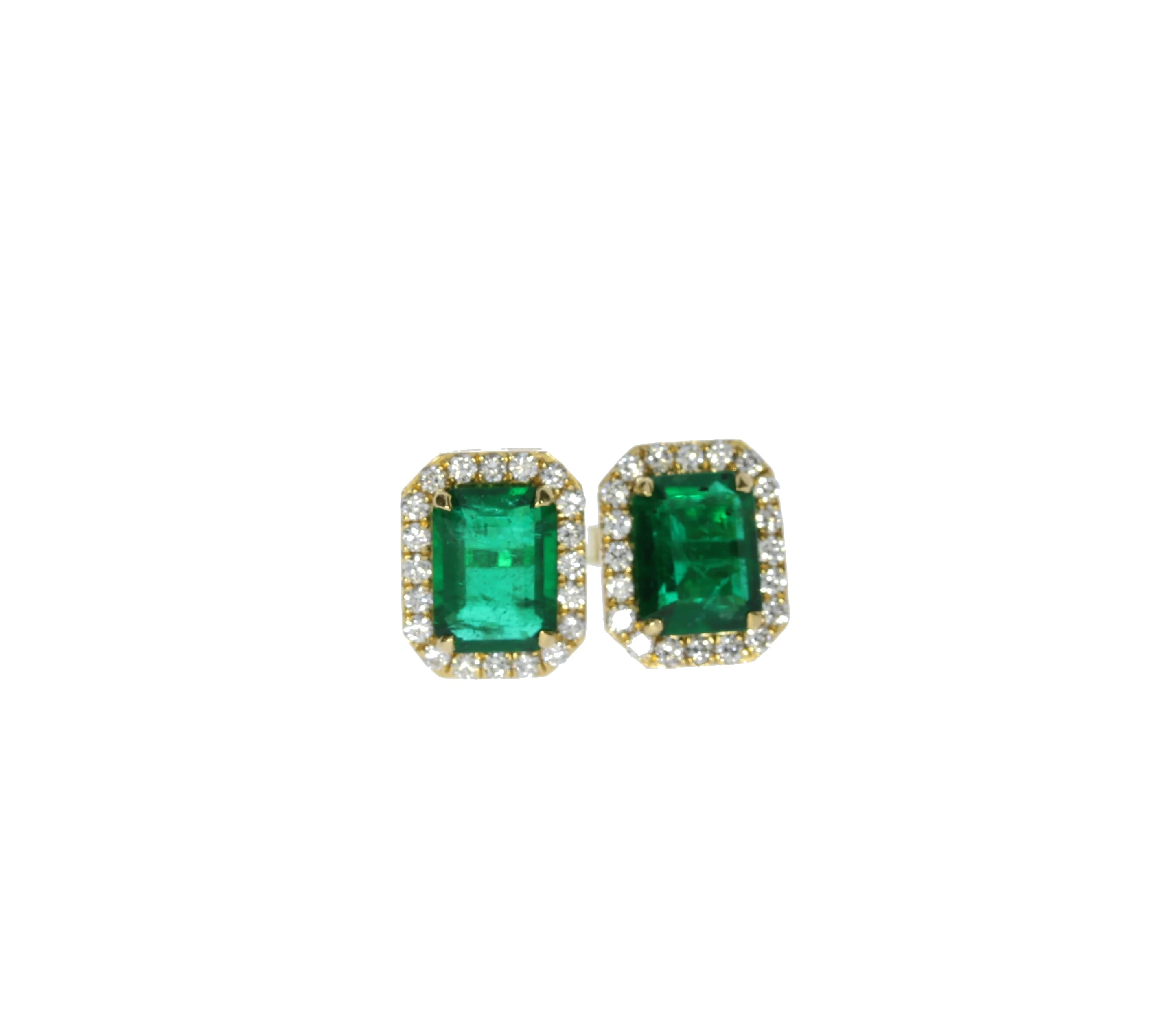 Emerald and Diamond Stud Earrings
