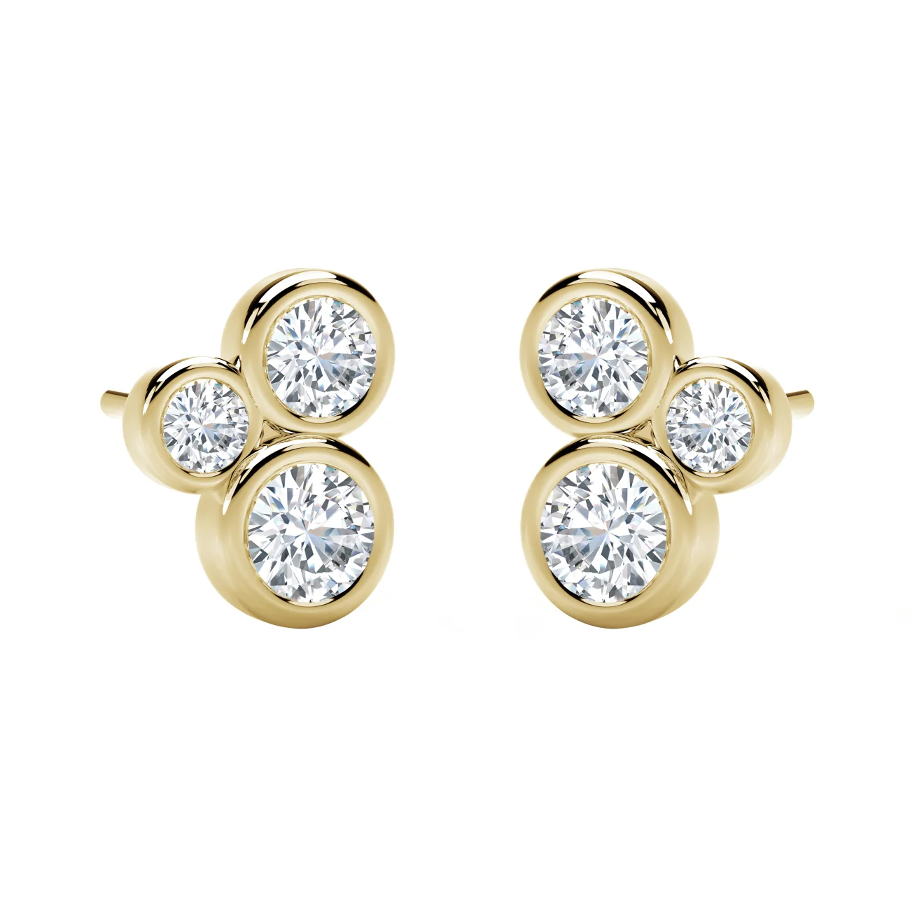 Forevermark Tribute Collection Three Stone Bezel Studs - Image 2