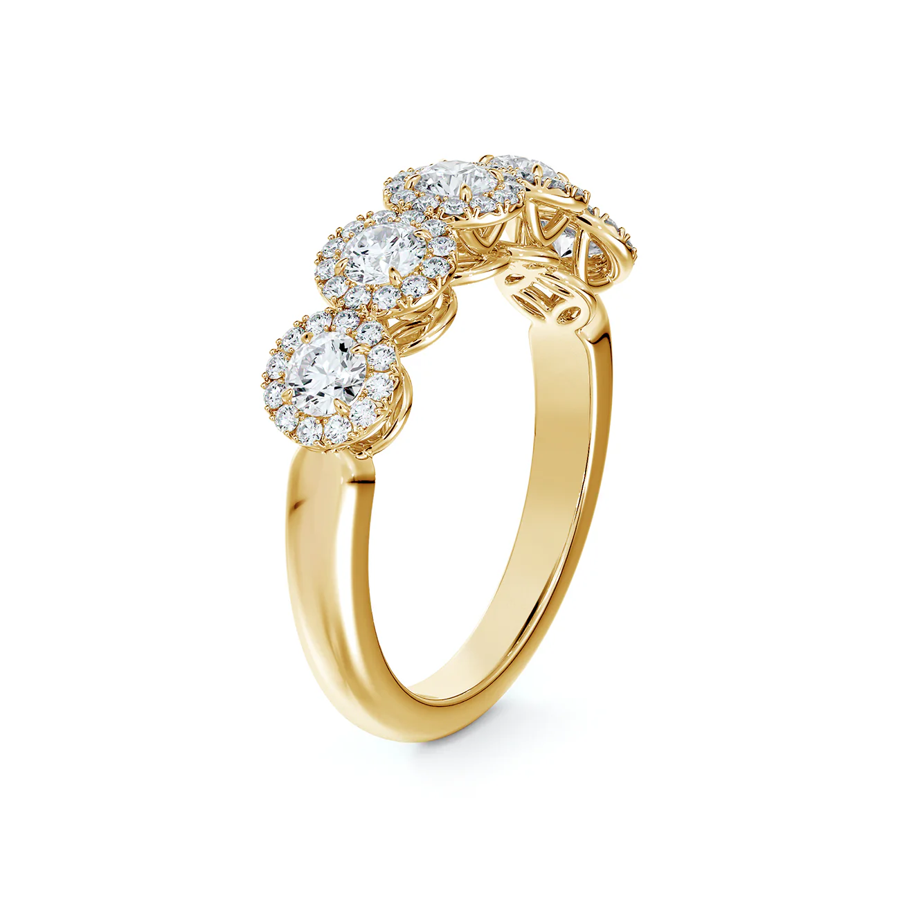 Forevermark Yellow Gold Center of My Universe Five Stone Halo Band - Image 2