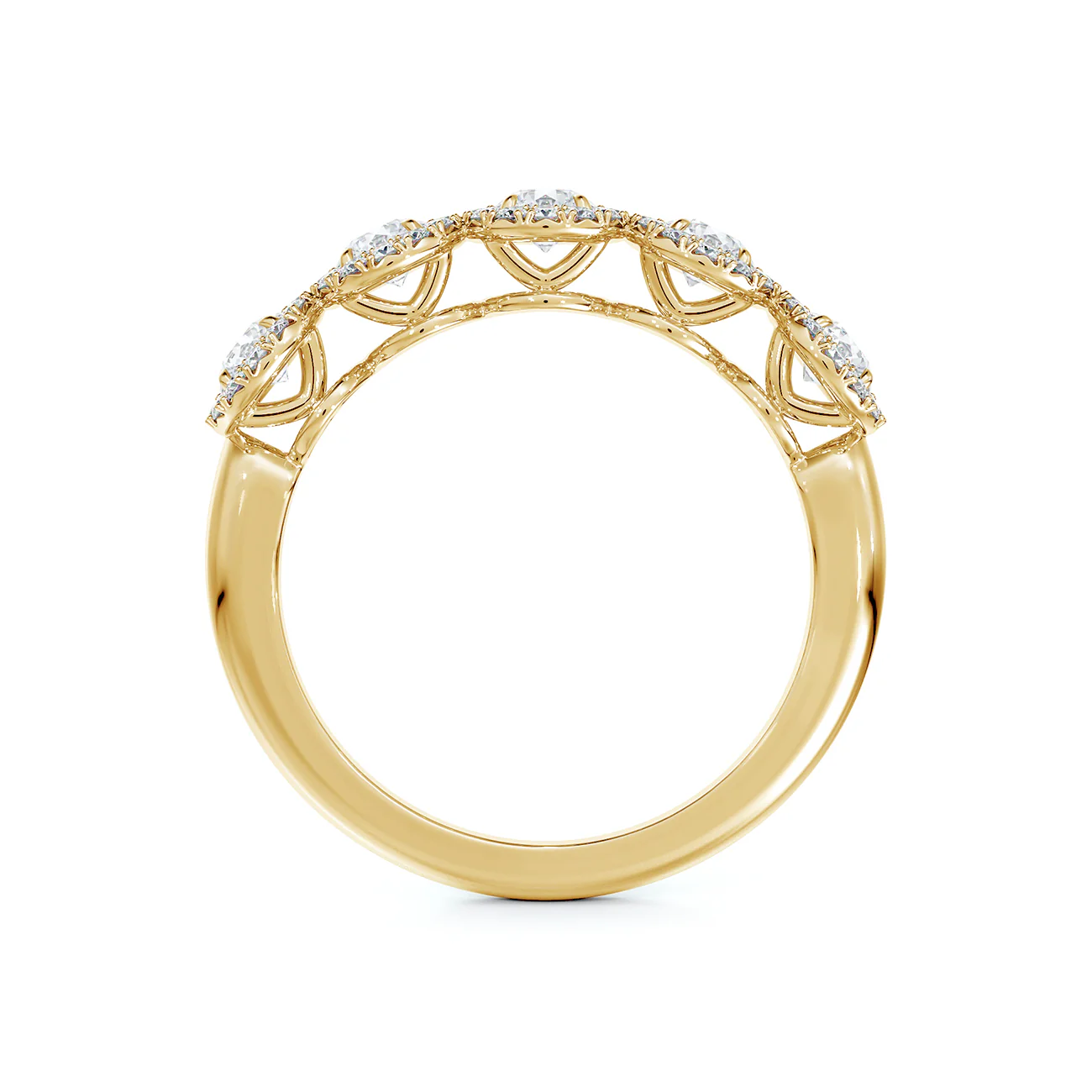 Forevermark Yellow Gold Center of My Universe Five Stone Halo Band - Image 3