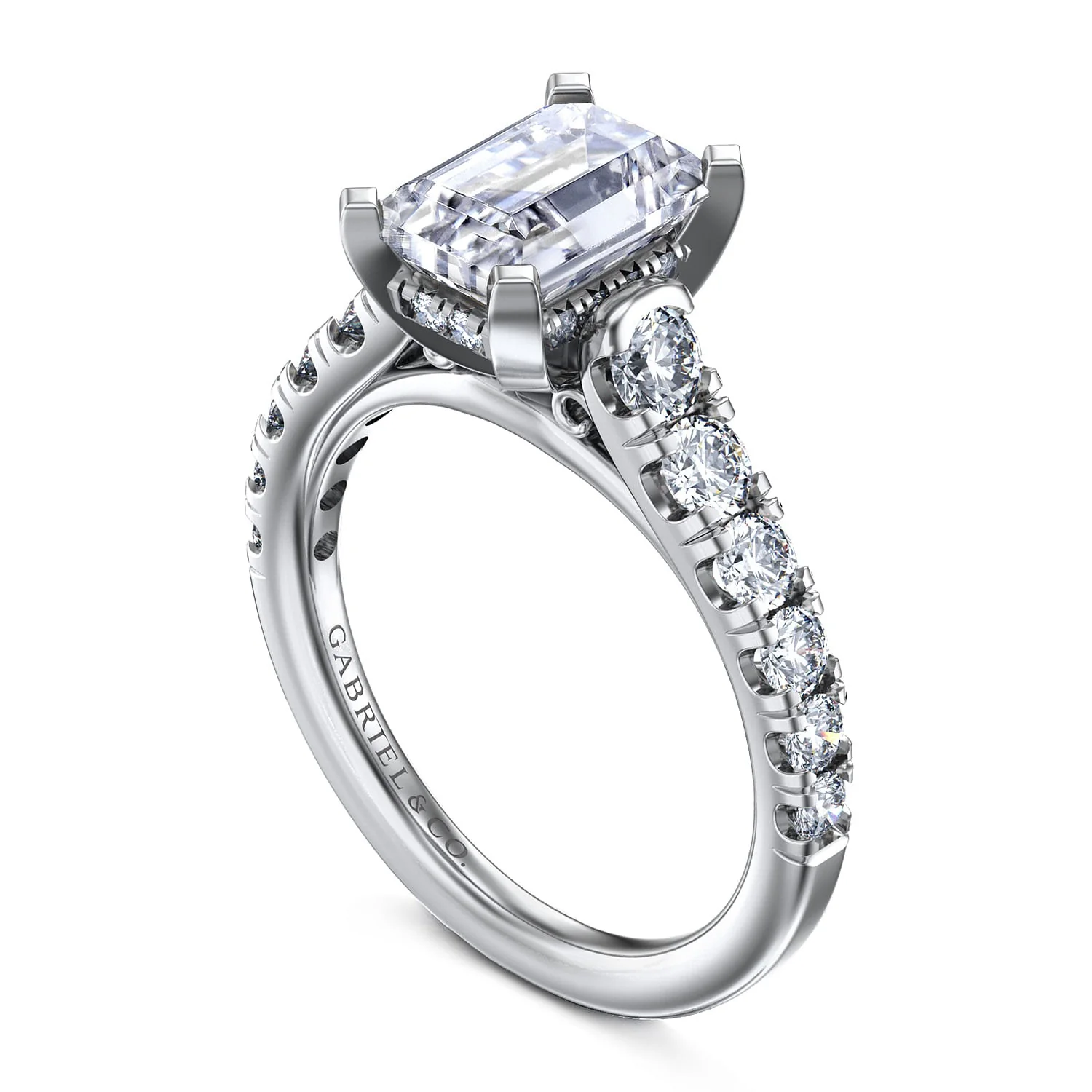 Gabriel & Co. 14 Karat Emerald Cut Semi-Mount Engagement Ring - Image 3