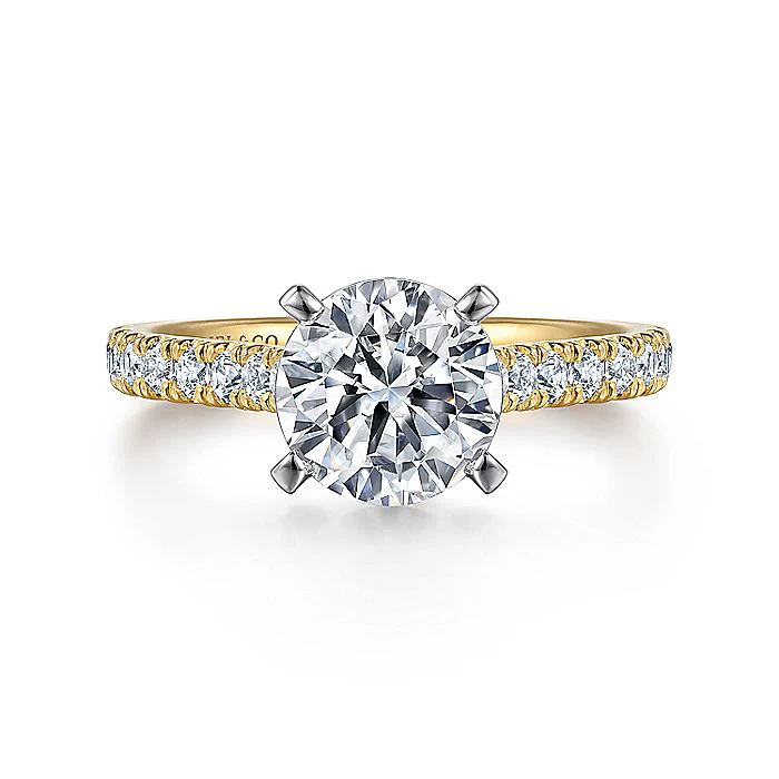 Gabriel & Co. 14 Karat White and Yellow Gold Round Semi-Mount Engagement Ring