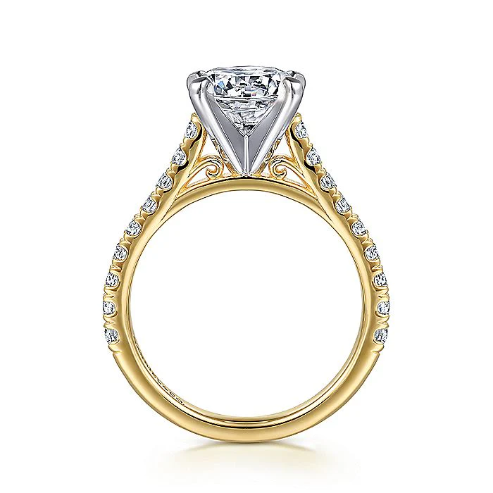 Gabriel & Co. 14 Karat White and Yellow Gold Round Semi-Mount Engagement Ring - Image 2