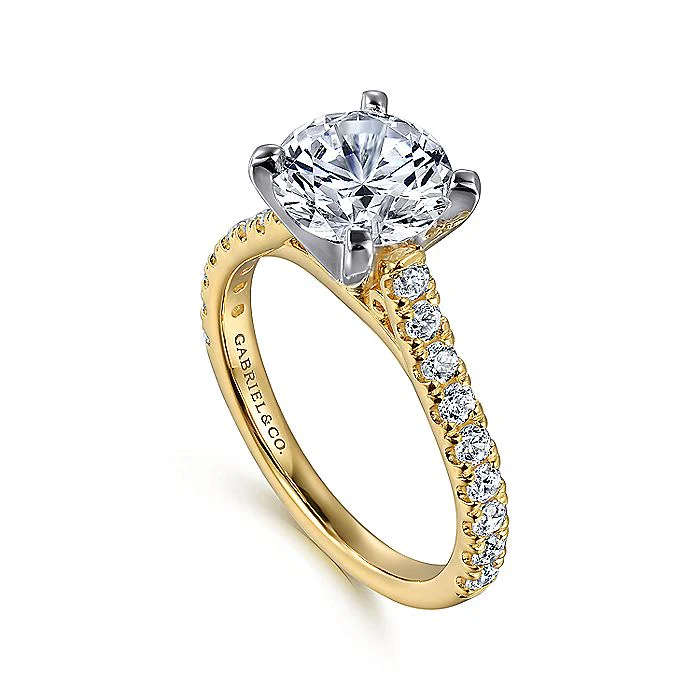 Gabriel & Co. 14 Karat White and Yellow Gold Round Semi-Mount Engagement Ring - Image 3