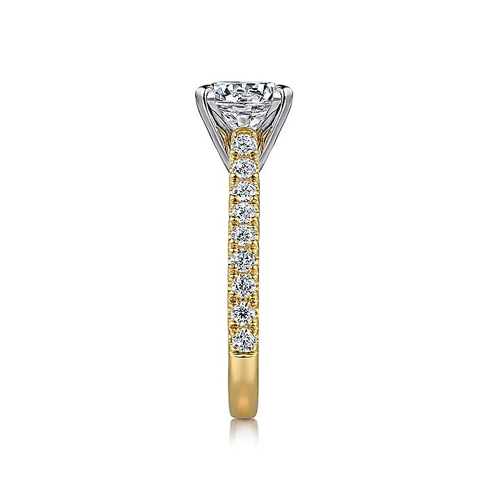 Gabriel & Co. 14 Karat White and Yellow Gold Round Semi-Mount Engagement Ring - Image 4