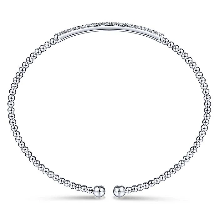 Gabriel & Co. 14 Karat White Gold Bujukan Split Cuff Bracelet with Diamond Pavé Bar - Image 3