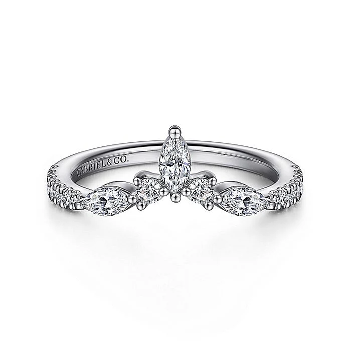 Gabriel & Co. 14 Karat White Gold Curved Wedding Band