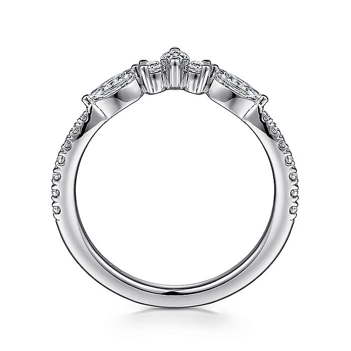 Gabriel & Co. 14 Karat White Gold Curved Wedding Band - Image 2