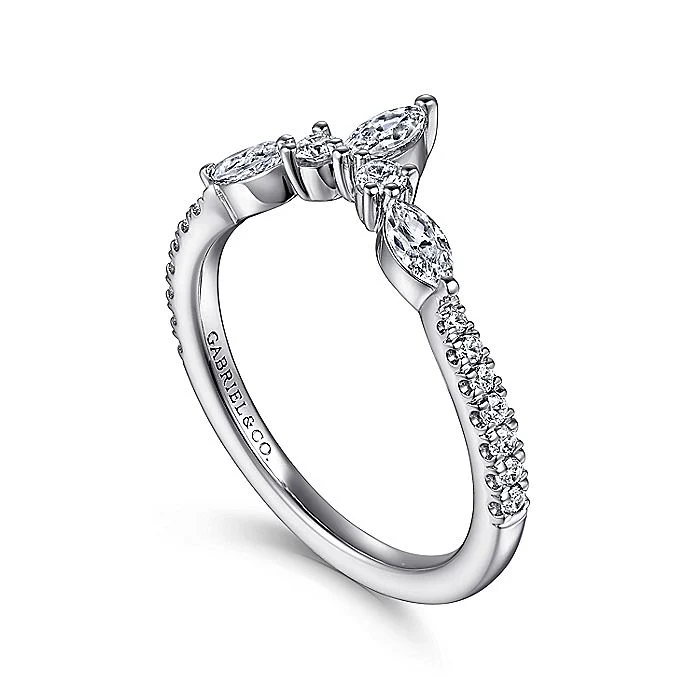 Gabriel & Co. 14 Karat White Gold Curved Wedding Band - Image 3