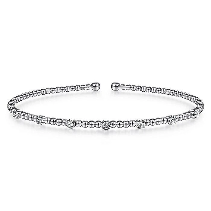 Gabriel & Co. 14 Karat White Gold Diamond Bujukan Station Bracelet