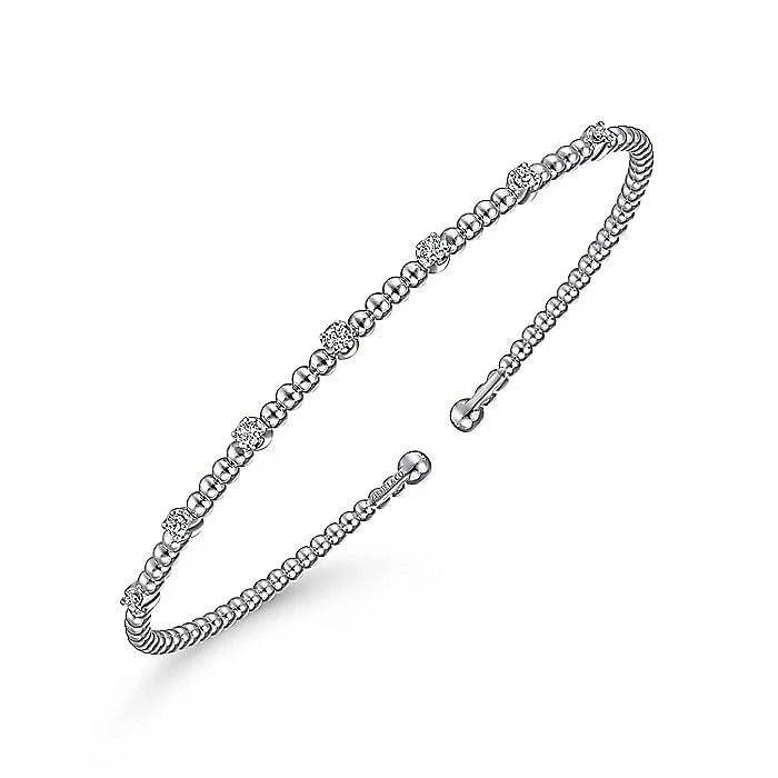 Gabriel & Co. 14 Karat White Gold Diamond Bujukan Station Bracelet - Image 2