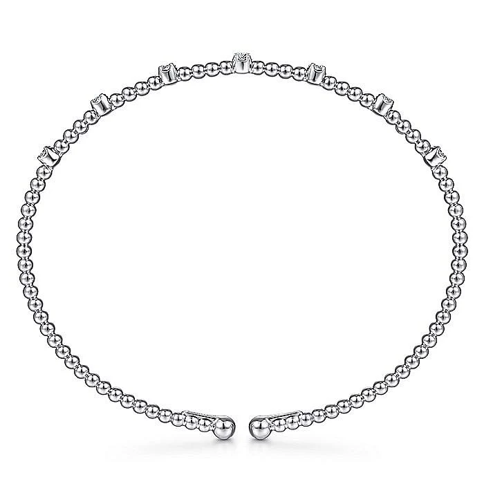 Gabriel & Co. 14 Karat White Gold Diamond Bujukan Station Bracelet - Image 3