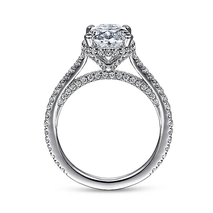 Gabriel & Co. 14 Karat White Gold Diamond Halo Semi-Mount Engagement Ring - Image 2