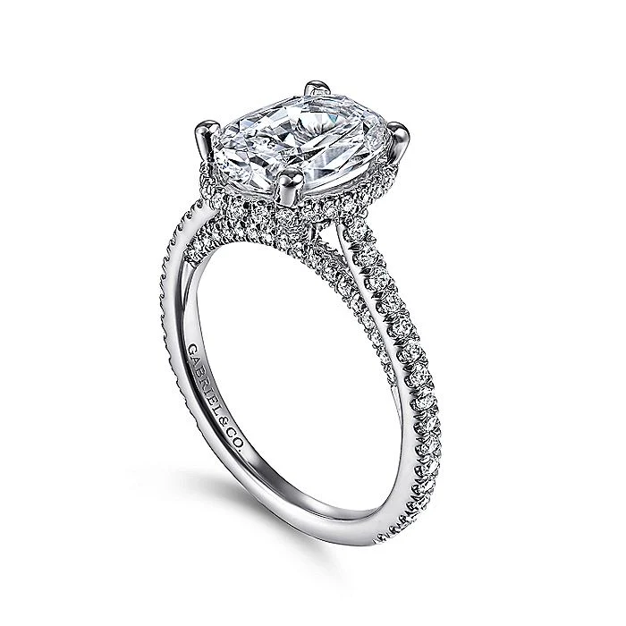 Gabriel & Co. 14 Karat White Gold Diamond Halo Semi-Mount Engagement Ring - Image 3
