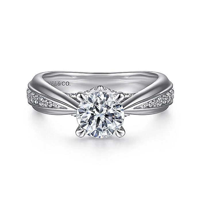 Gabriel & Co. 14 Karat White Gold Diamond Semi-Mount Engagement Ring