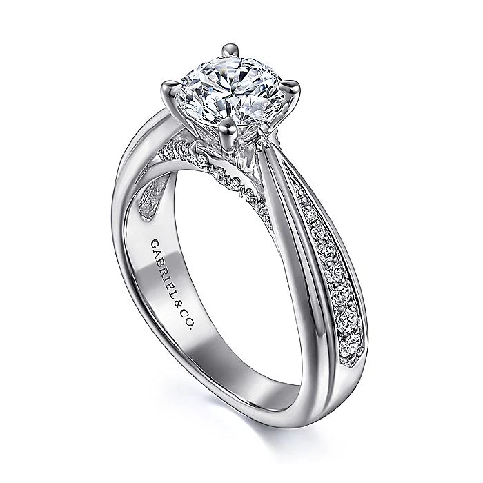 Gabriel & Co. 14 Karat White Gold Diamond Semi-Mount Engagement Ring - Image 3