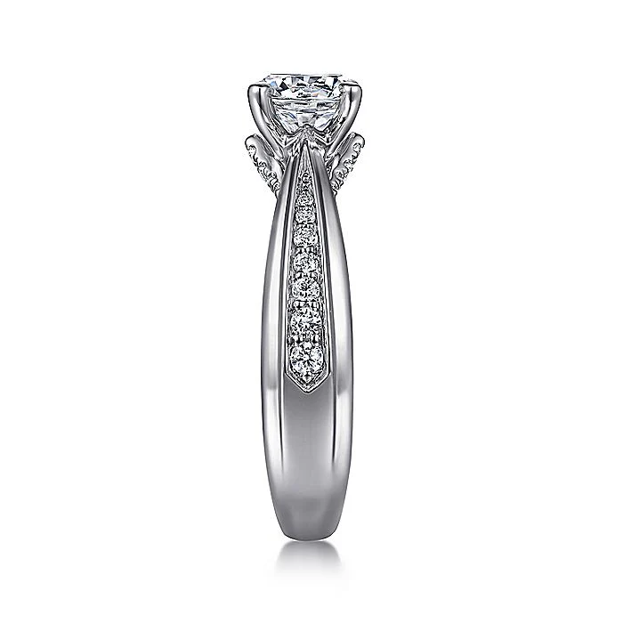 Gabriel & Co. 14 Karat White Gold Diamond Semi-Mount Engagement Ring - Image 4