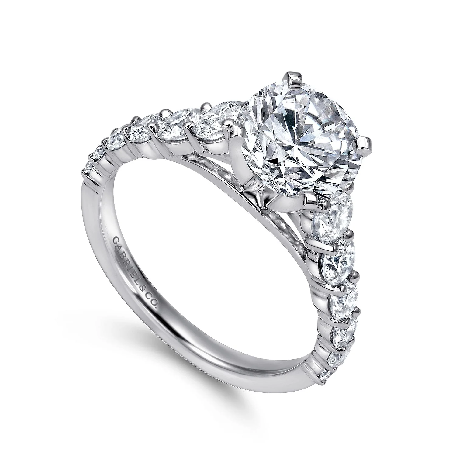 Gabriel & Co. 14 Karat White Gold Diamond Semi-Mount Engagement Ring - Image 3