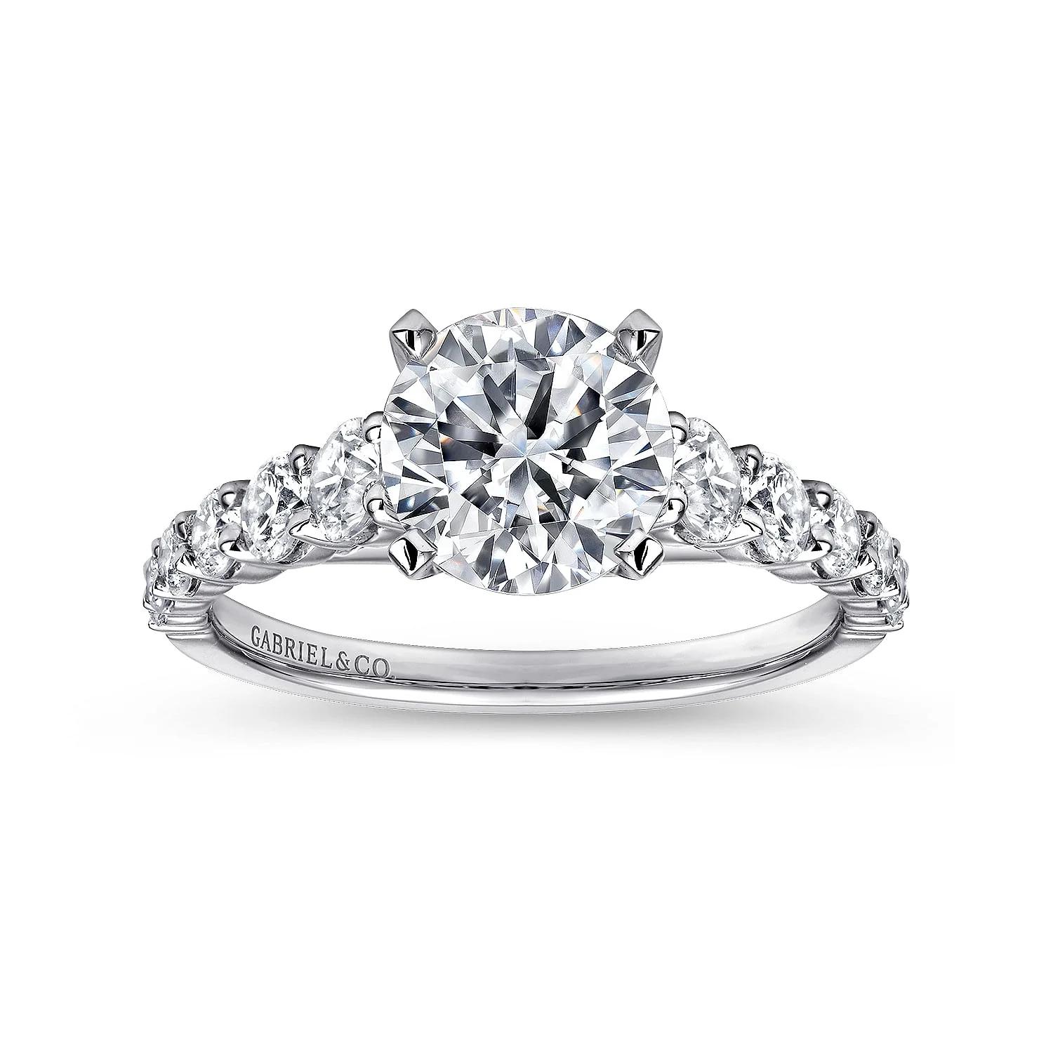 Gabriel & Co. 14 Karat White Gold Diamond Semi-Mount Engagement Ring - Image 4