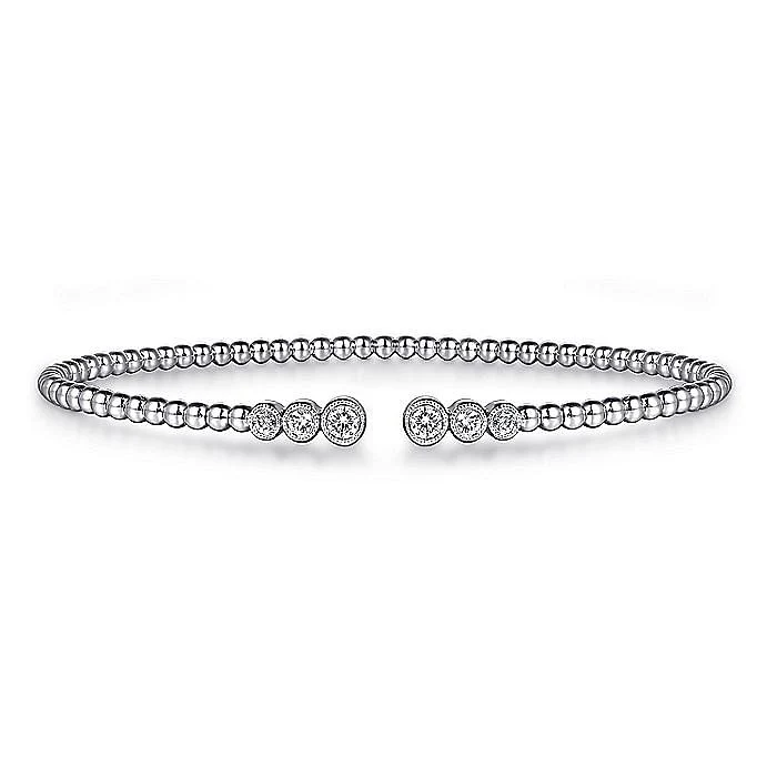 Gabriel & Co. 14 Karat White Gold Diamond Split Bujukan Bangle Bracelet