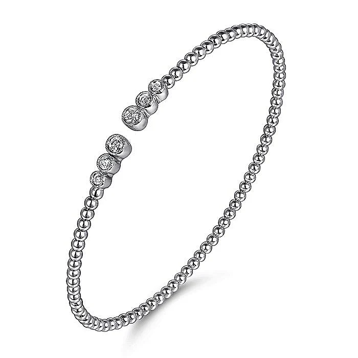 Gabriel & Co. 14 Karat White Gold Diamond Split Bujukan Bangle Bracelet - Image 2
