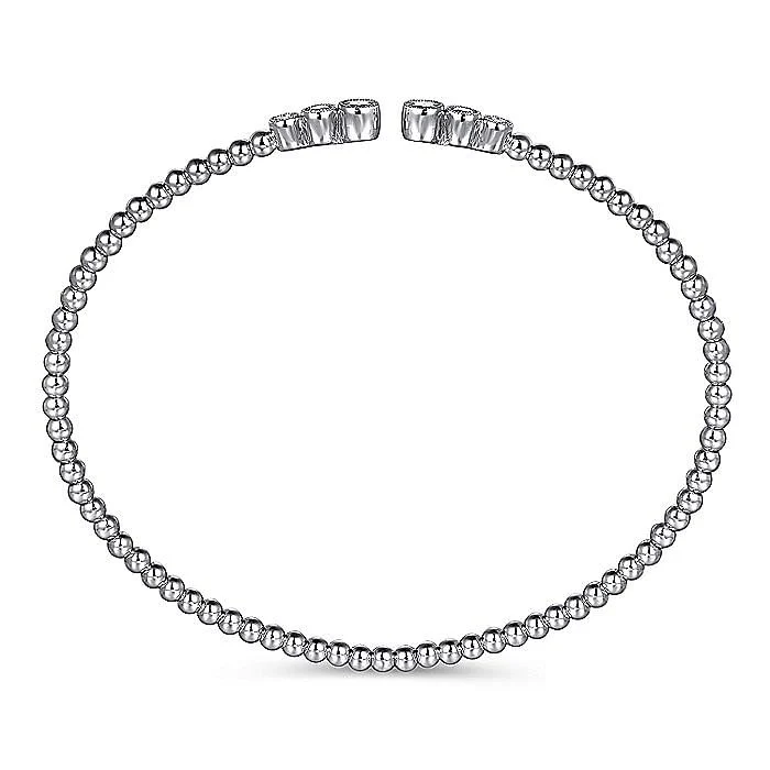 Gabriel & Co. 14 Karat White Gold Diamond Split Bujukan Bangle Bracelet - Image 3
