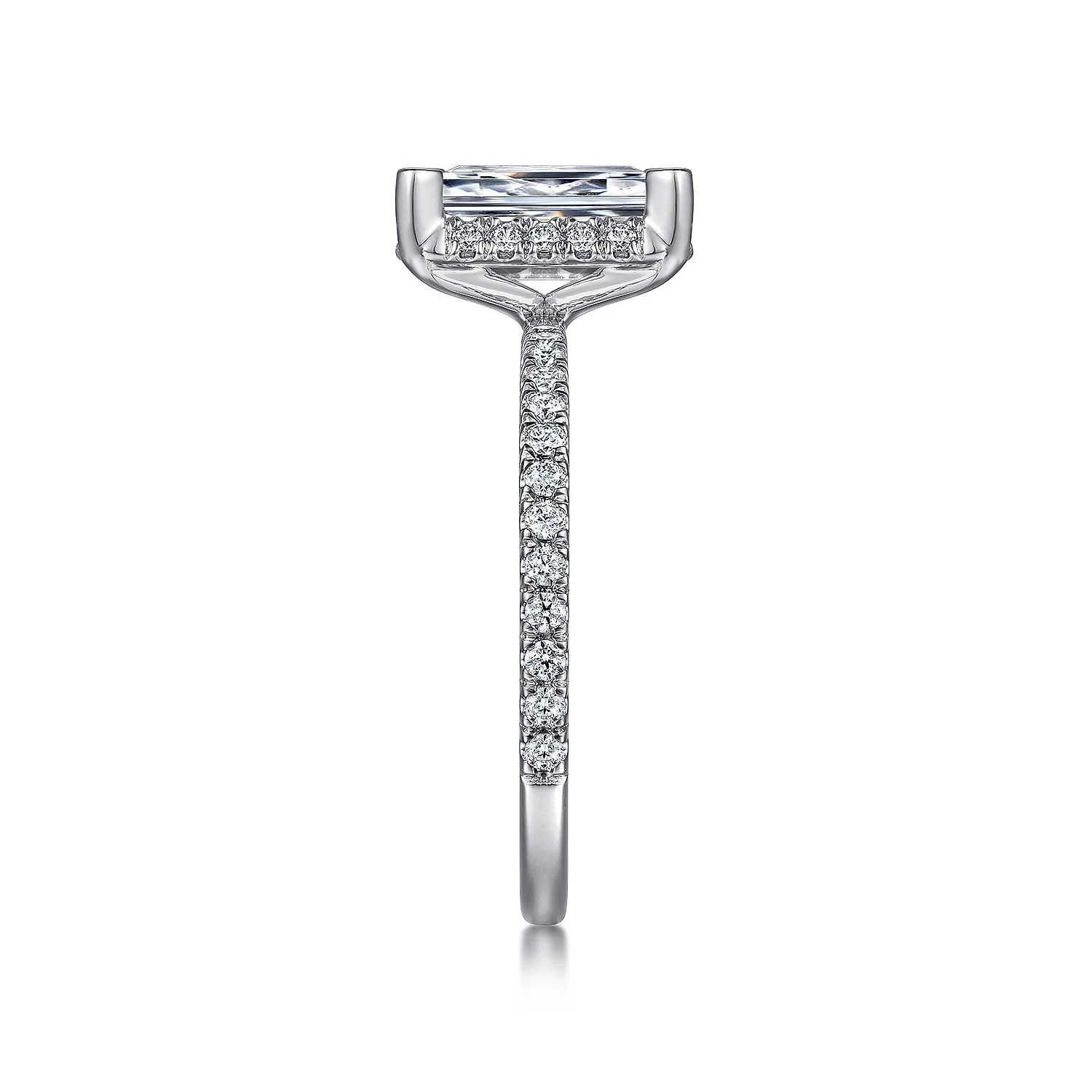 Gabriel & Co. 14 Karat White Gold Emerald Cut Halo Semi-Mount Diamond Engagement Ring - Image 4