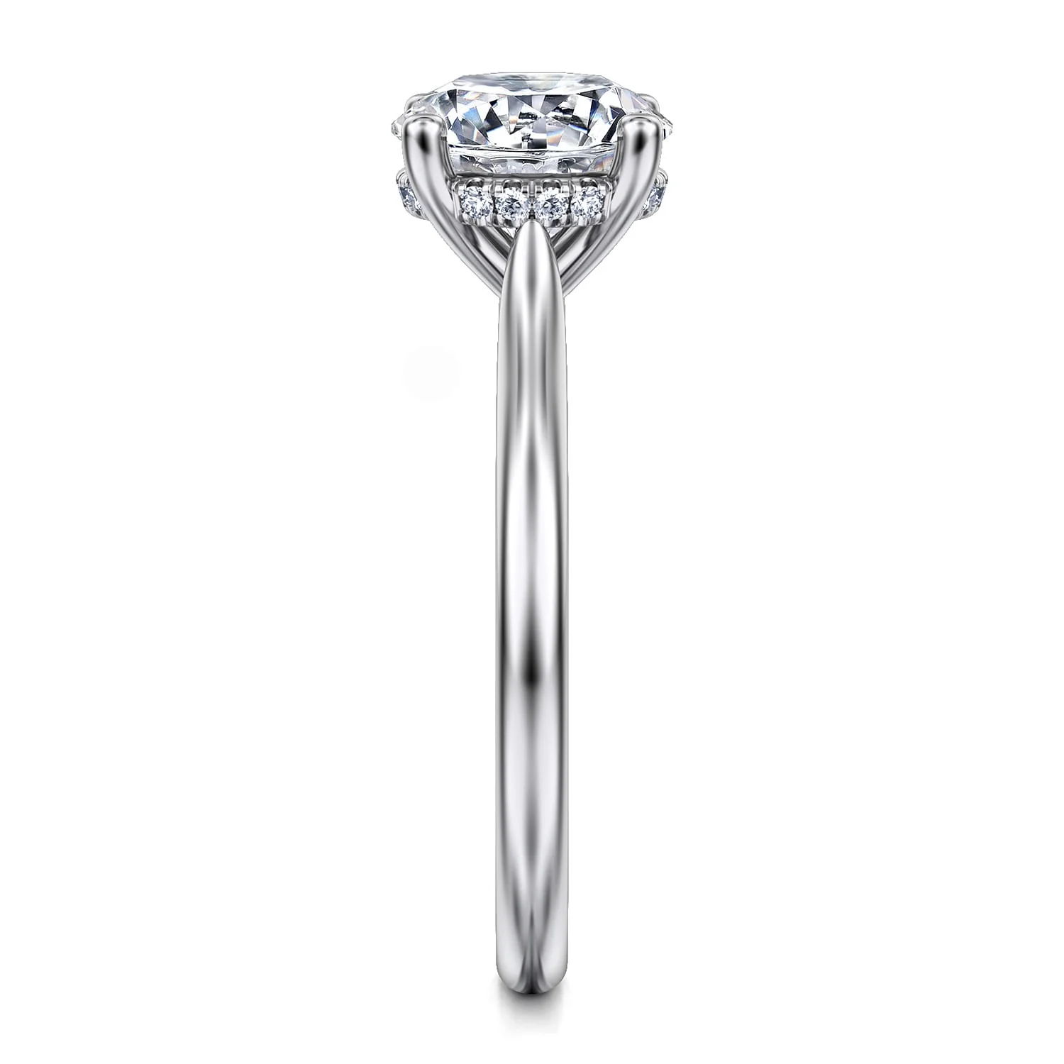 Gabriel & Co. 14 Karat White Gold Hidden Halo Round Semi-Mount Engagement Ring - Image 4