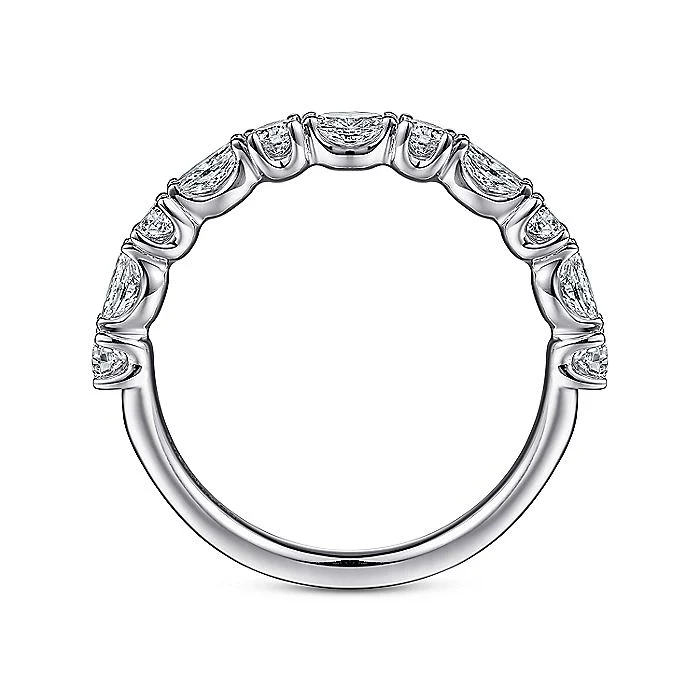 Gabriel & Co. 14 Karat White Gold Marquise and Round Diamond Anniversary Band - Image 2