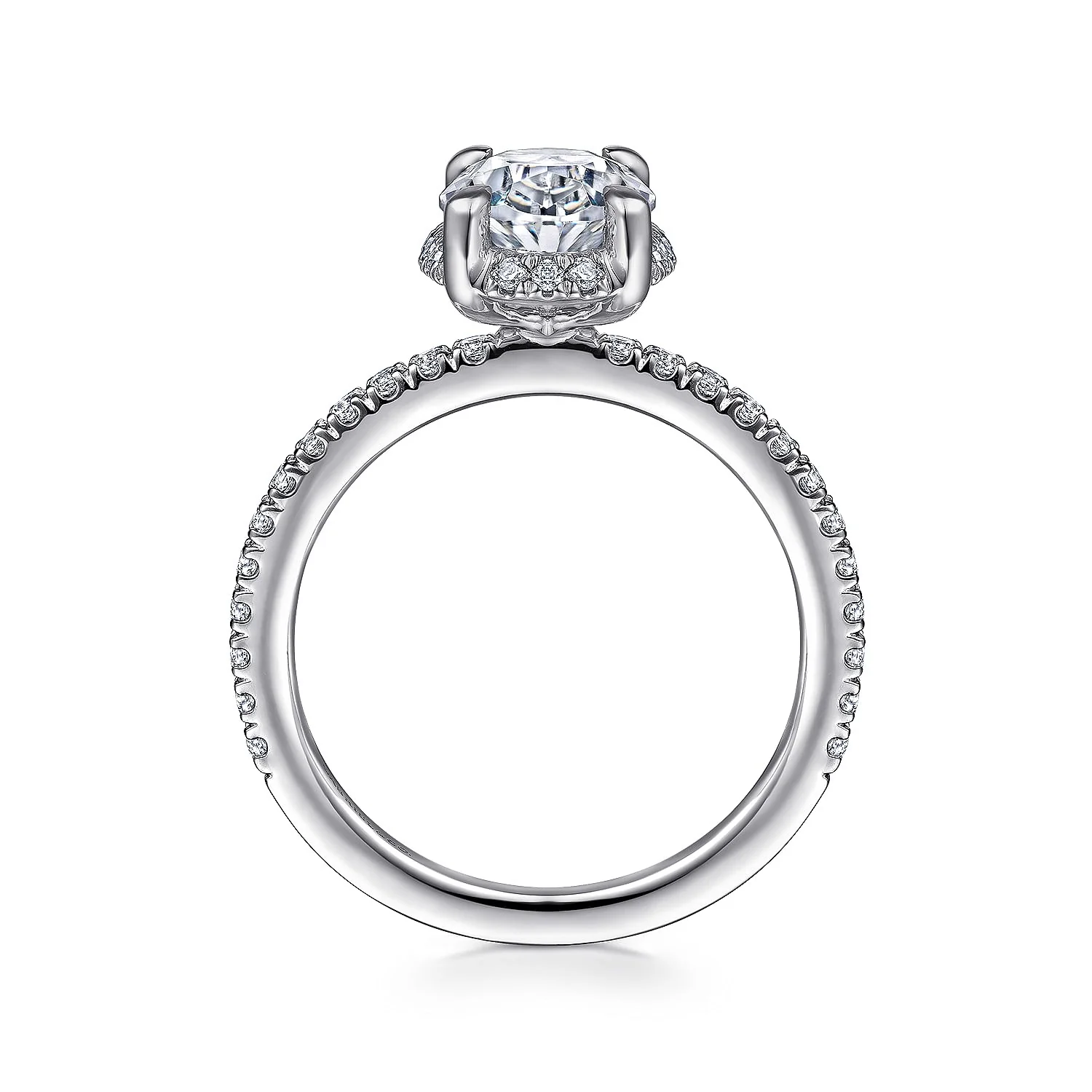 Gabriel & Co. 14 Karat White Gold Oval Hidden Halo Semi-Mount Diamond Engagement Ring - Image 2