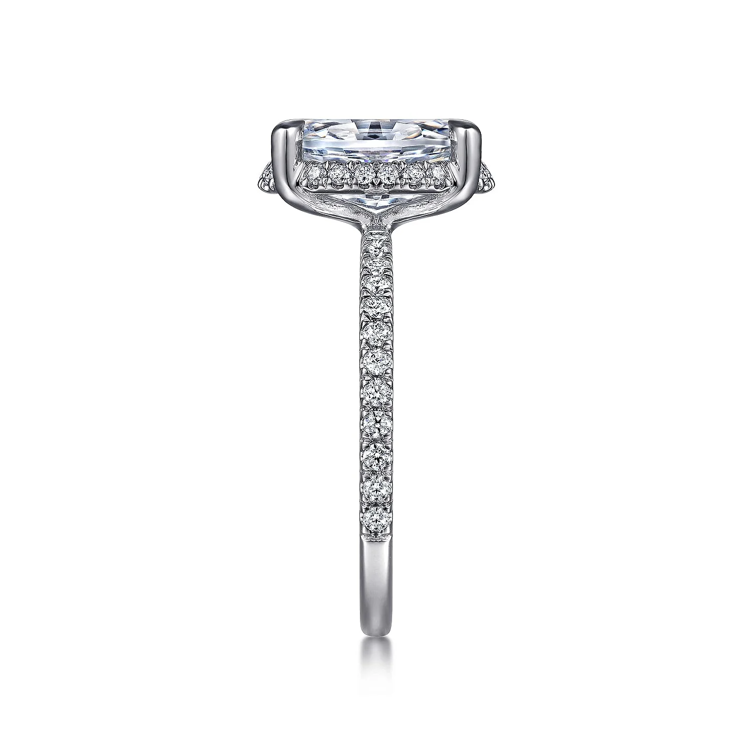 Gabriel & Co. 14 Karat White Gold Oval Hidden Halo Semi-Mount Diamond Engagement Ring - Image 4