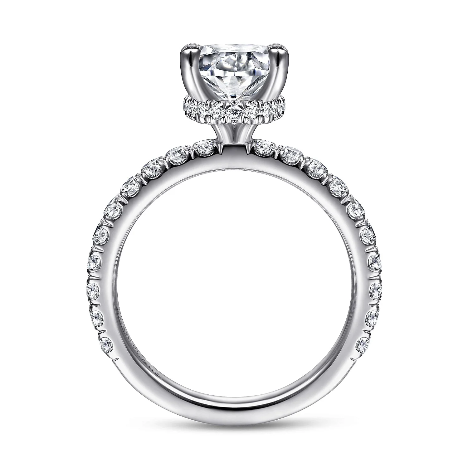 Gabriel & Co. 14 Karat White Gold Oval Hidden Halo Semi-Mount Engagement Ring - Image 2