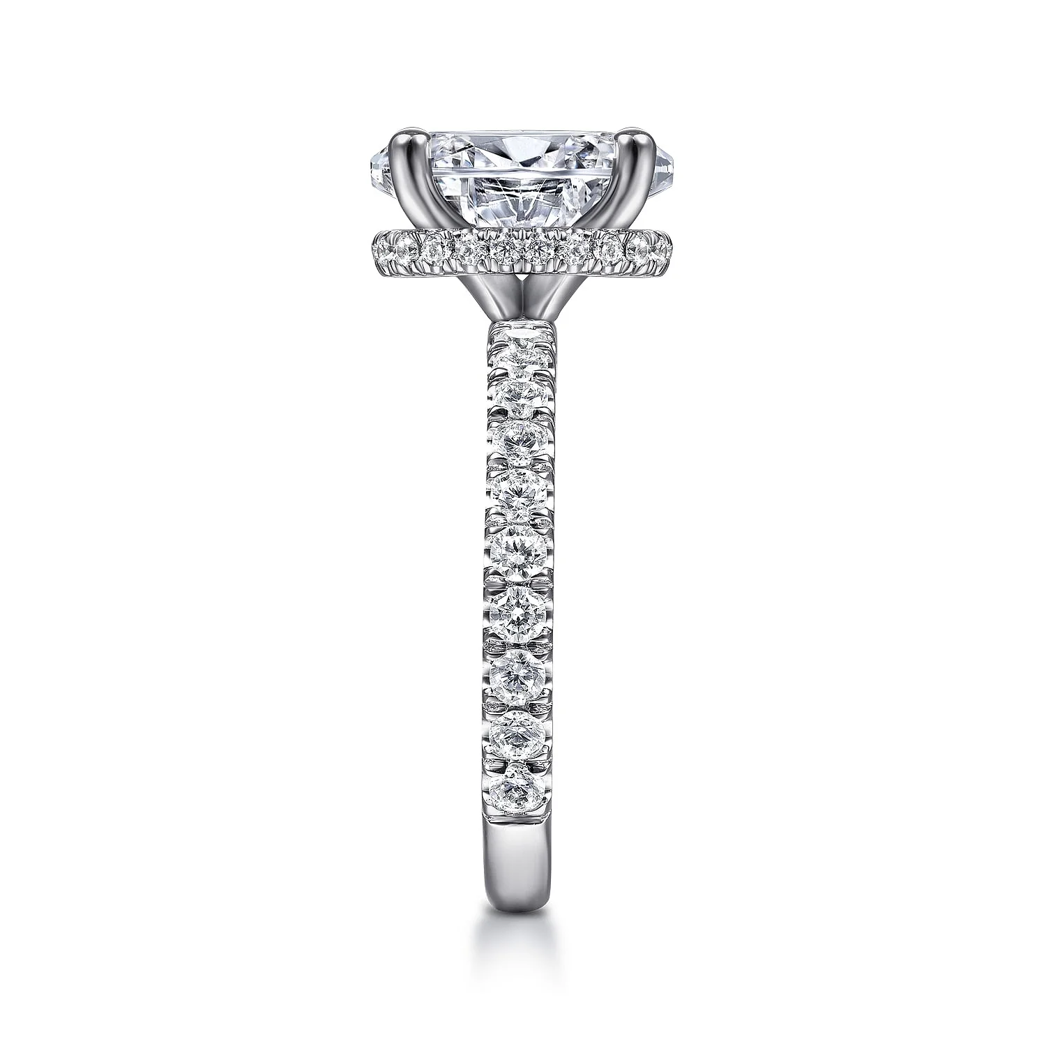 Gabriel & Co. 14 Karat White Gold Oval Hidden Halo Semi-Mount Engagement Ring - Image 4