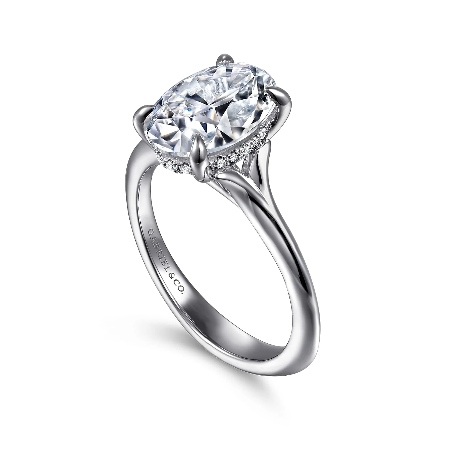 Gabriel & Co. 14 Karat White Gold Oval Semi-Mount Engagement Ring - Image 3