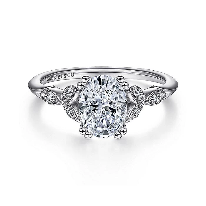 Gabriel & Co. 14 Karat White Gold Oval Semi- Mount Engagement Ring