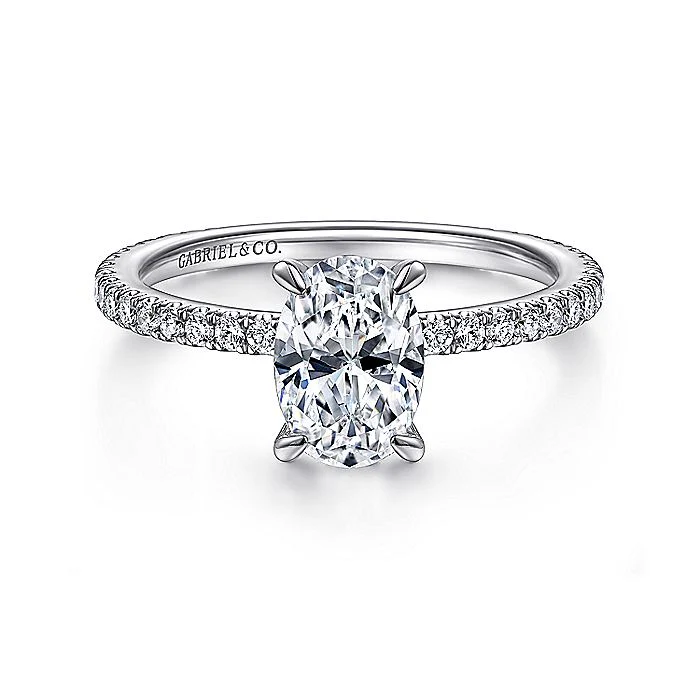 Gabriel & Co. 14 Karat White Gold Oval Semi-Mount Engagement Ring