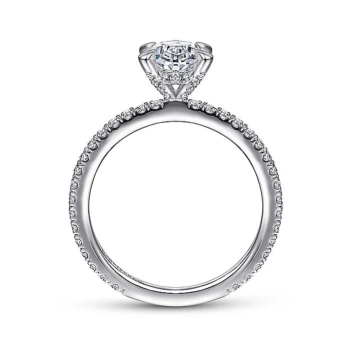 Gabriel & Co. 14 Karat White Gold Oval Semi-Mount Engagement Ring - Image 2