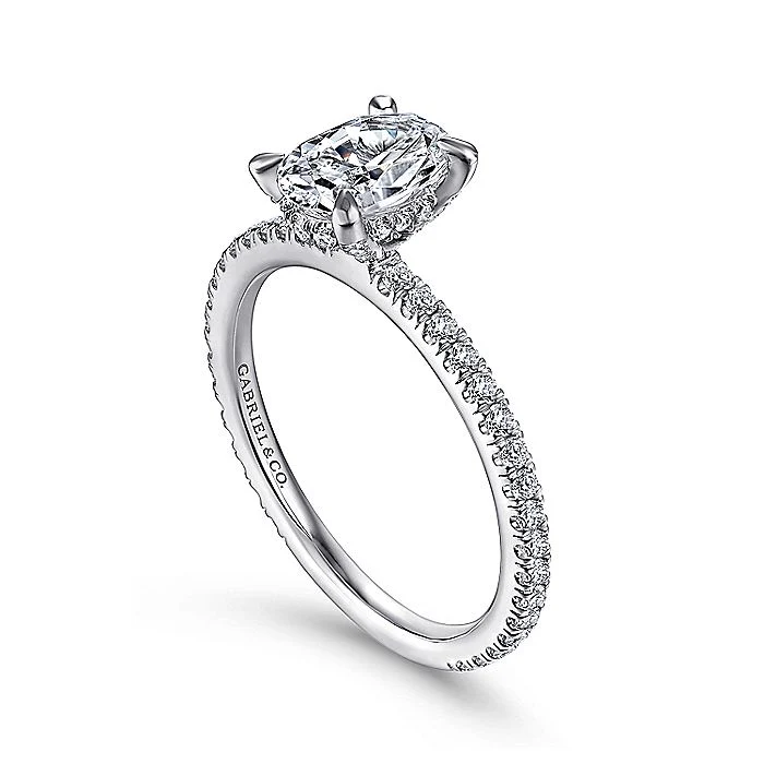 Gabriel & Co. 14 Karat White Gold Oval Semi-Mount Engagement Ring - Image 3
