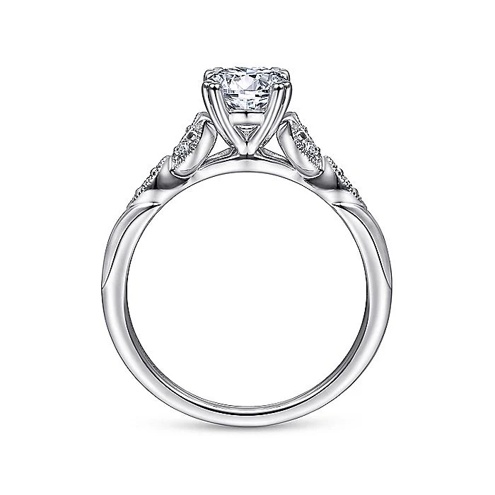 Gabriel & Co. 14 Karat White Gold Oval Semi- Mount Engagement Ring - Image 2