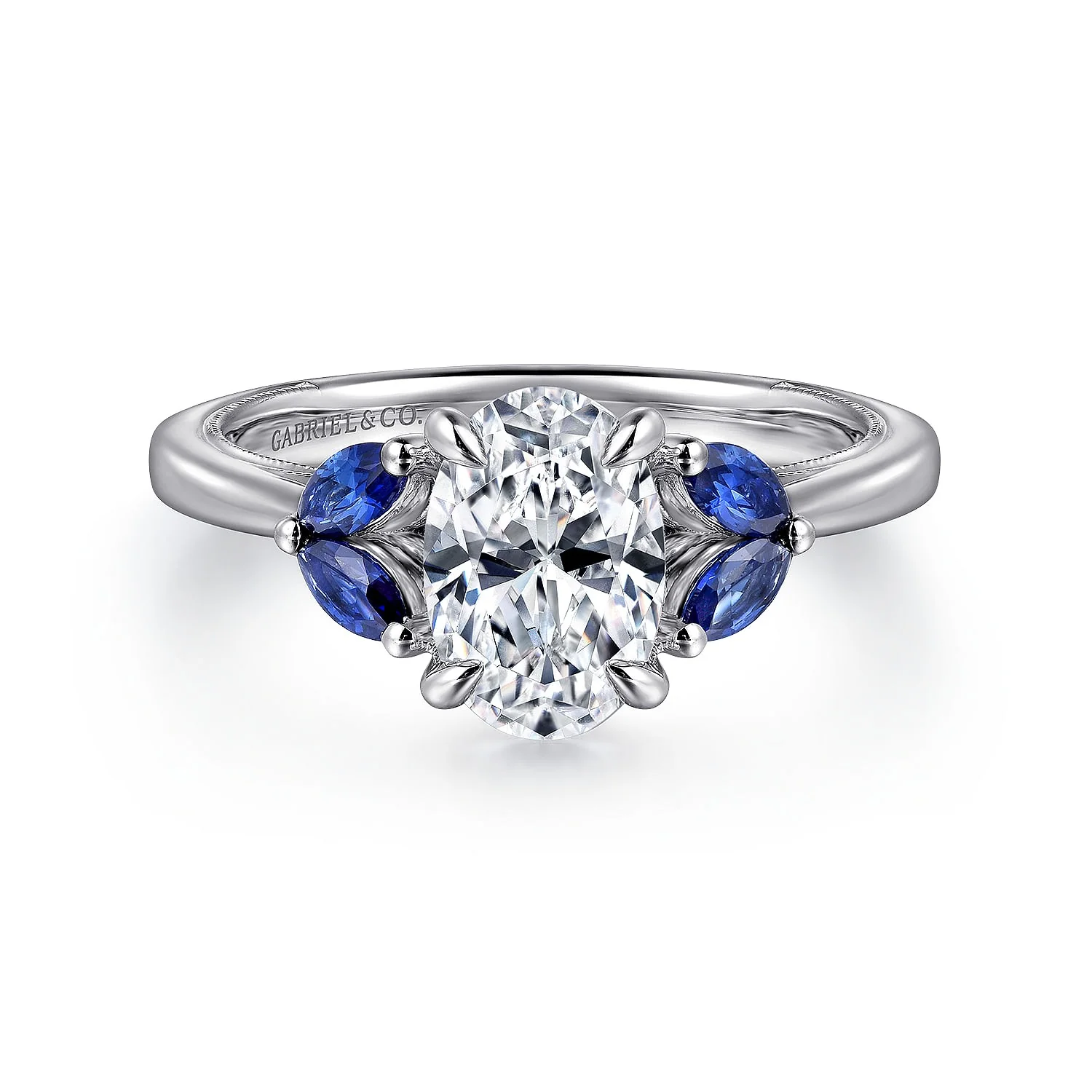 Gabriel & Co. 14 Karat White Gold Oval Semi-Mount Engagement Ring
